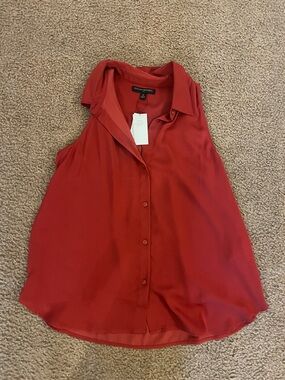 Banana Republic NWT Sleeveless Button Down Blouse Brick Red Rust Collar Swing M